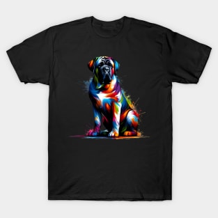 Bold and Powerful Mastiff in Splash Art Style T-Shirt